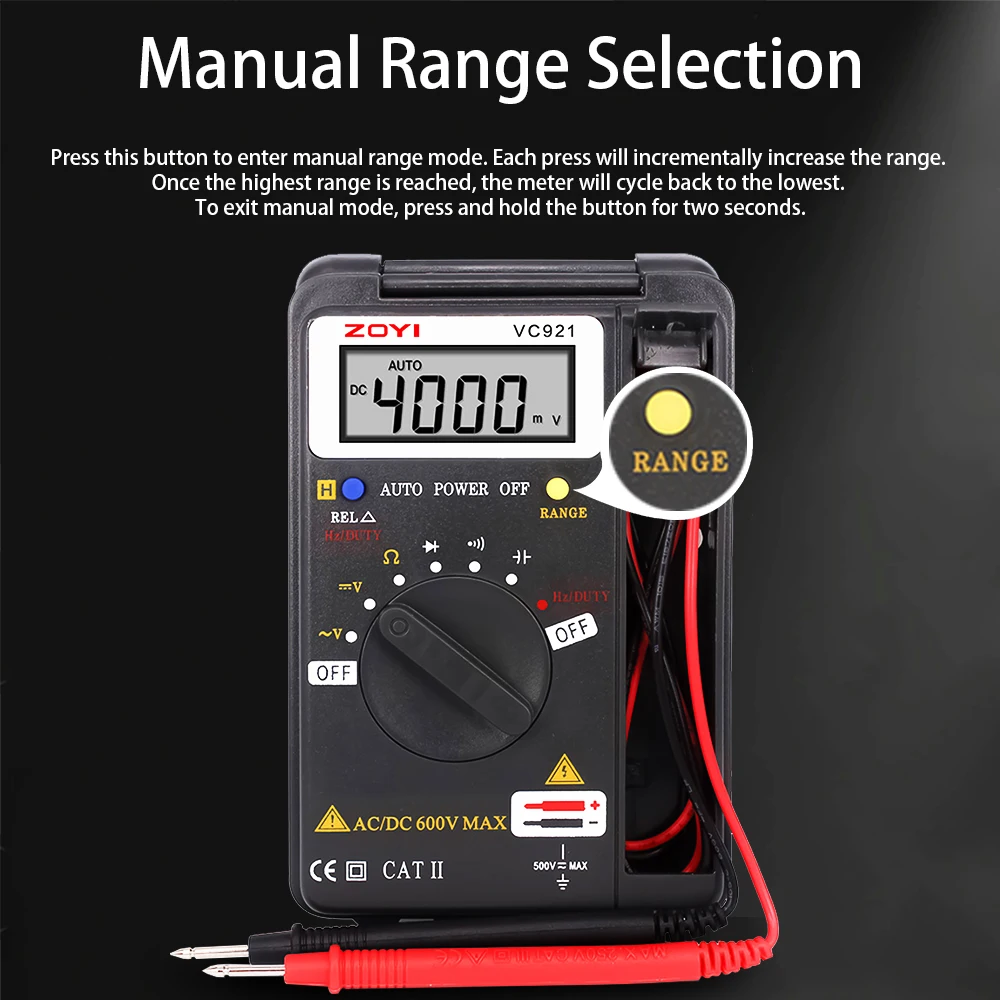 ZOYI Digital Multimeter ZT-921, high precision anti burn pocket sized multi function capacitance tester for electric auto repair - Image 2