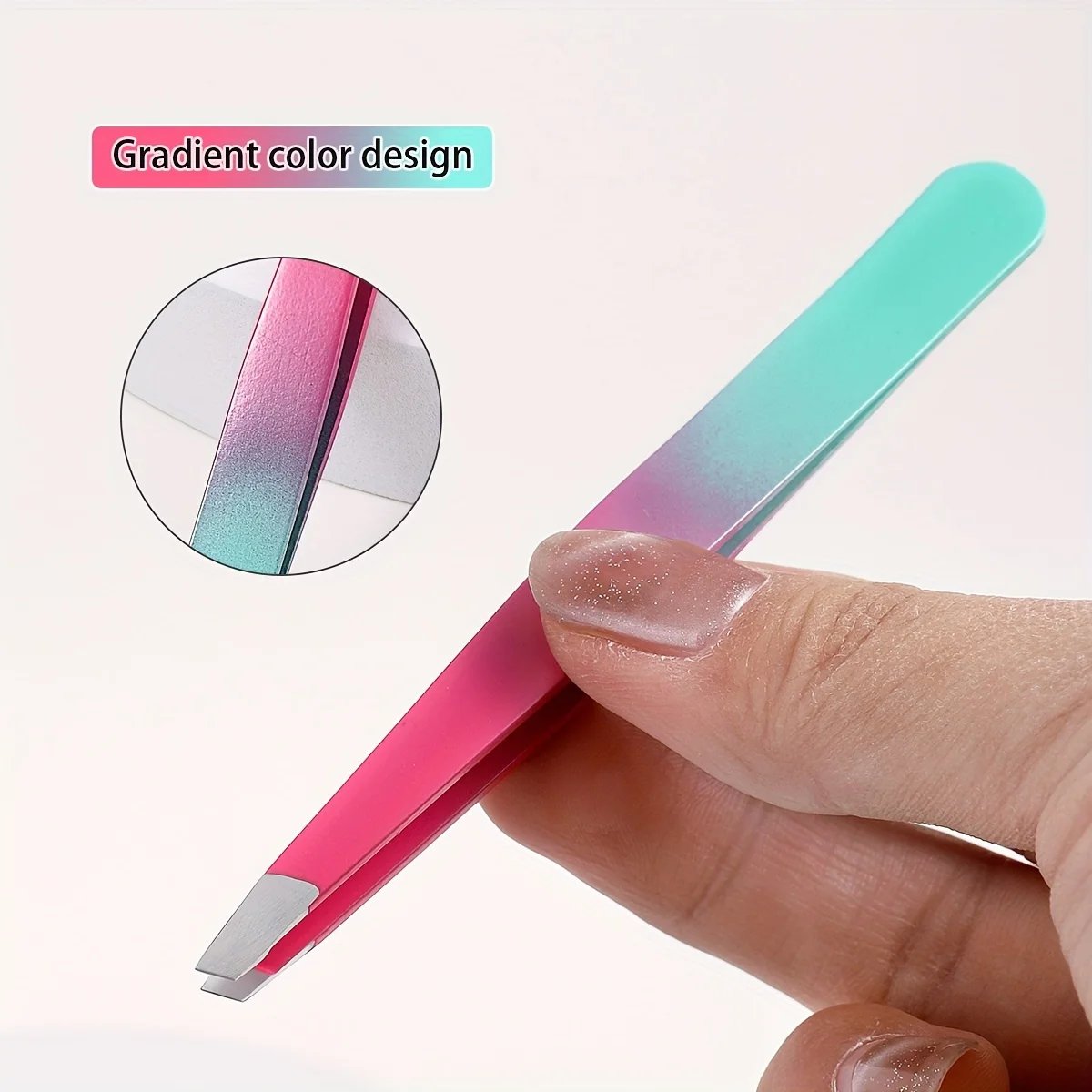 Gradient eyebrow tweezers, 1 stainless steel oblique precision eyebrow clip multifunctional plucking beard tweezers eye tool. 5
