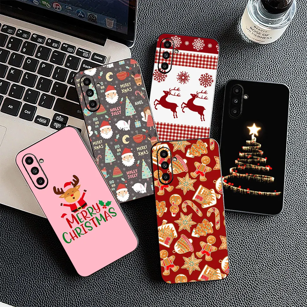 Merry Christmas Holiday Phone Case with Santa Claus, Tree, and Snowman Design