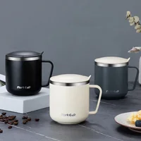 304 Stainless Steel Coffee Mugs Double Layer Heat Insulation Anti-fall Thermos Mug Home with Cover and Handle Mug Portable Cups 6