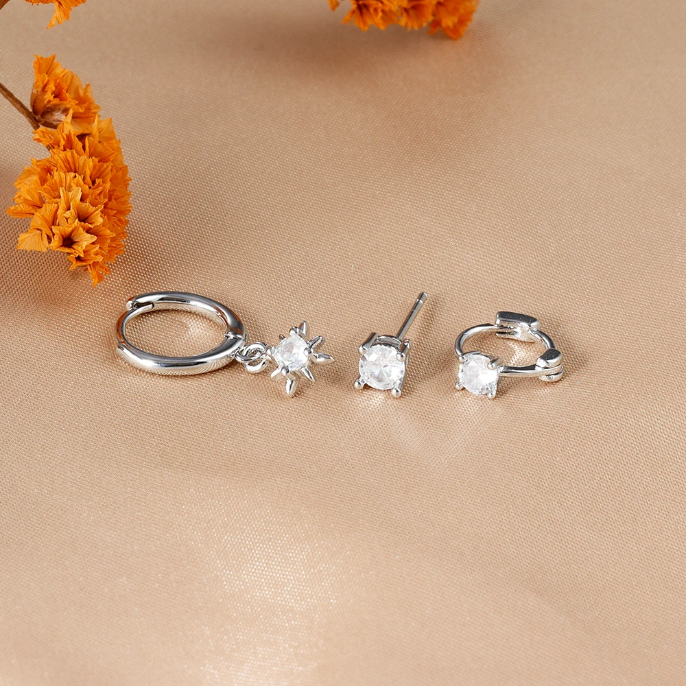 Parure Bijoux étoiles Argent 925 - Collier Et Boucles D'oreilles Zircon Incrusté | Pour Femmes Et Filles, Design élégant Et Brillant