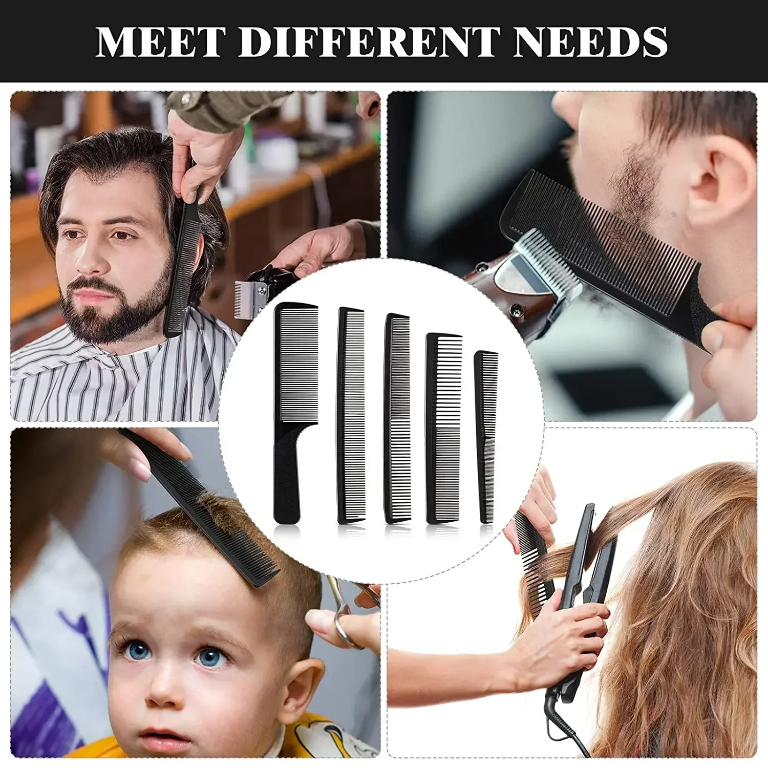 5 Pieces Barber Hairdressing Anti-static and heat-resistant hairdressing Tool comb Portable Styling for Men Wo men Accessories 6
