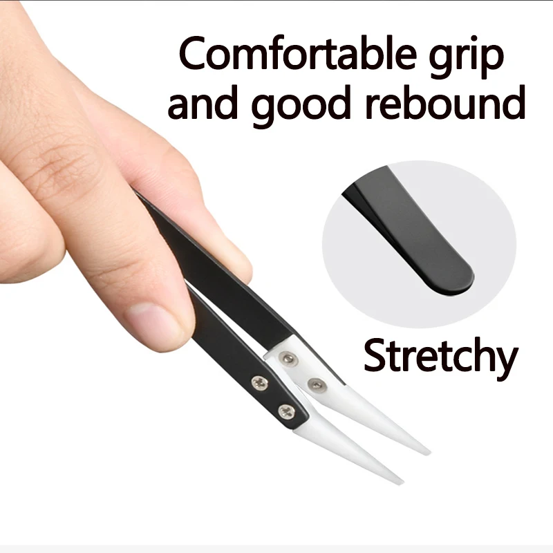 3 Pack Ceramic Straight Tip Electronic Soldering Tweezers, Anti-Static  Reverse Acid Resistant Precision Chuck Ceramic Tweezers