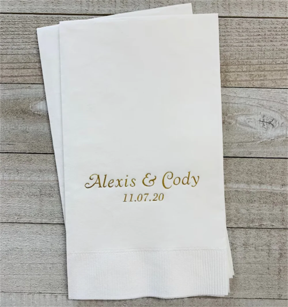 

50PCS Personalized Hand Guest Towels Paper Dinner Napkins Wedding Favors Hostess Gift Party Engagement Monogram Birthday Bar Bat