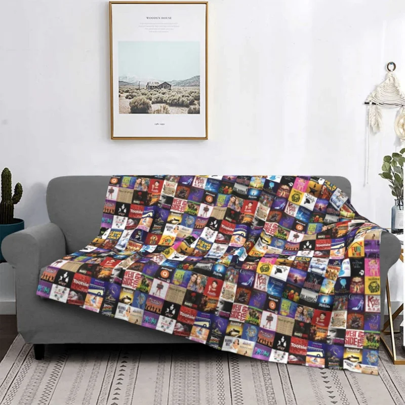 Musicals Collage Blanket Flannel Textile Decor  Warm Throw Thick blankets for Bed Home Cou  Office
