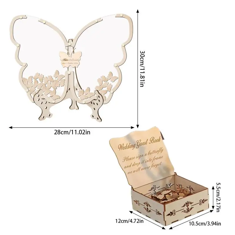 Butterfly Baby Shower Guest Book Wooden Wedding Decorations Ceremony Elegant Guestbook Keepsakes Birthday Graduation wedding guest book
