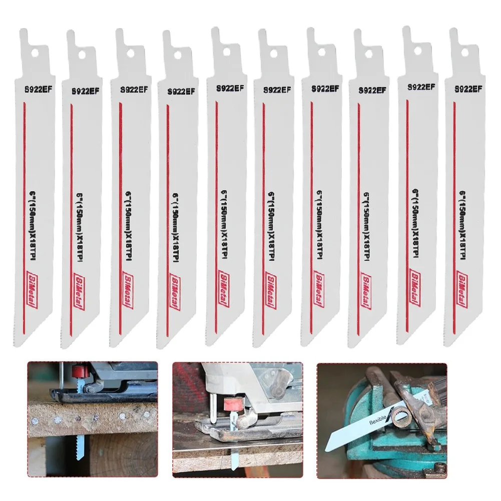 Reciprocating Saw Blades 10pcs S922EF for Plastic Pipe Metal Wood Cutting