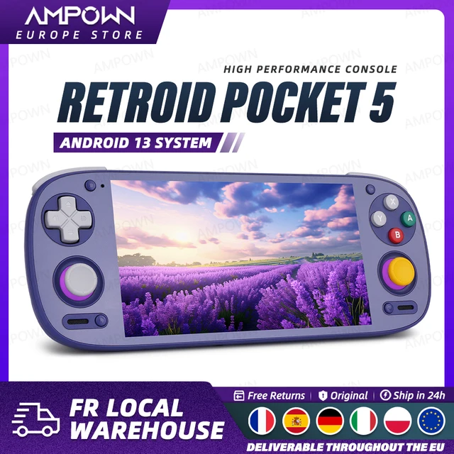 Console de jeu portable Retroid Pocket 5, écran AMOLED 5,5'', Android 13, joystick, éclairage RVB, refroidissement actif, lecteur de jeux vidéo, cadeau 1