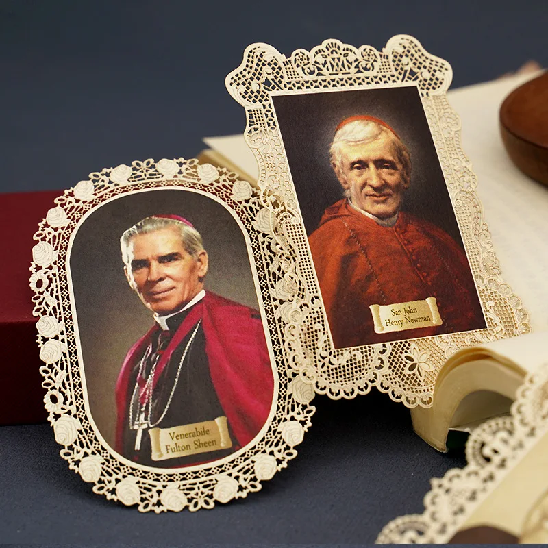 Image of Catholic Saints Lace Card Religious Figure Image Hollowed Out Bookmark Christian Catholic Gift Church Souvenir