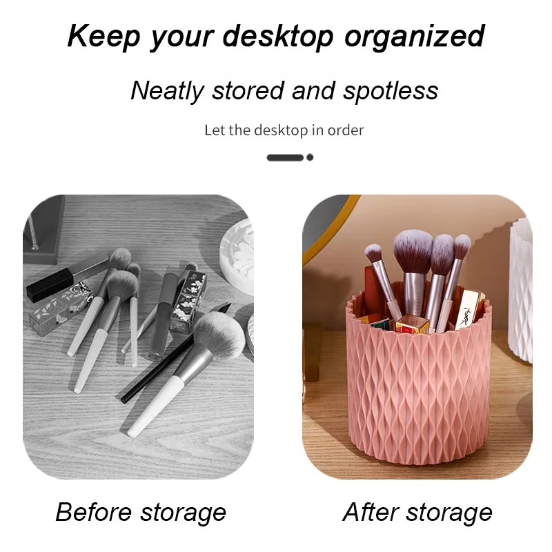 360° Rotating Makeup Brushes Holder Cosmetic Brush Storage Box Desktop Organizer Lipstick Pen Eyebrow Pencil Jewelry Container 5