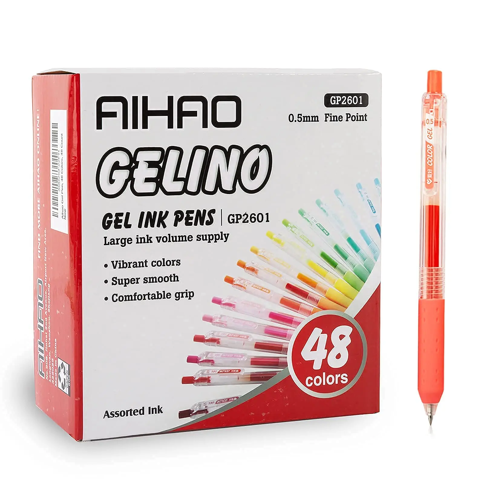 AIHAO 드로잉 젤 잉크 펜, 컬러 젤 펜 파인 포인트, 0.5mm, 12 팩, 저널링용 다양한 색상, 성인용 색칠, Notetaki