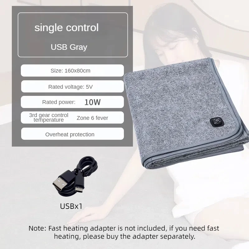 USB Heated Blanket Mat with Thermostat - Portable Electric Heating Pad