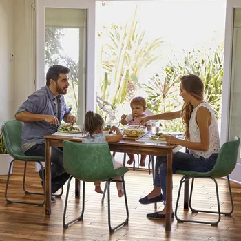 Dining Chairs Set of 6, PU Leather Armless Dinner Chairs with Backrest, 18 2