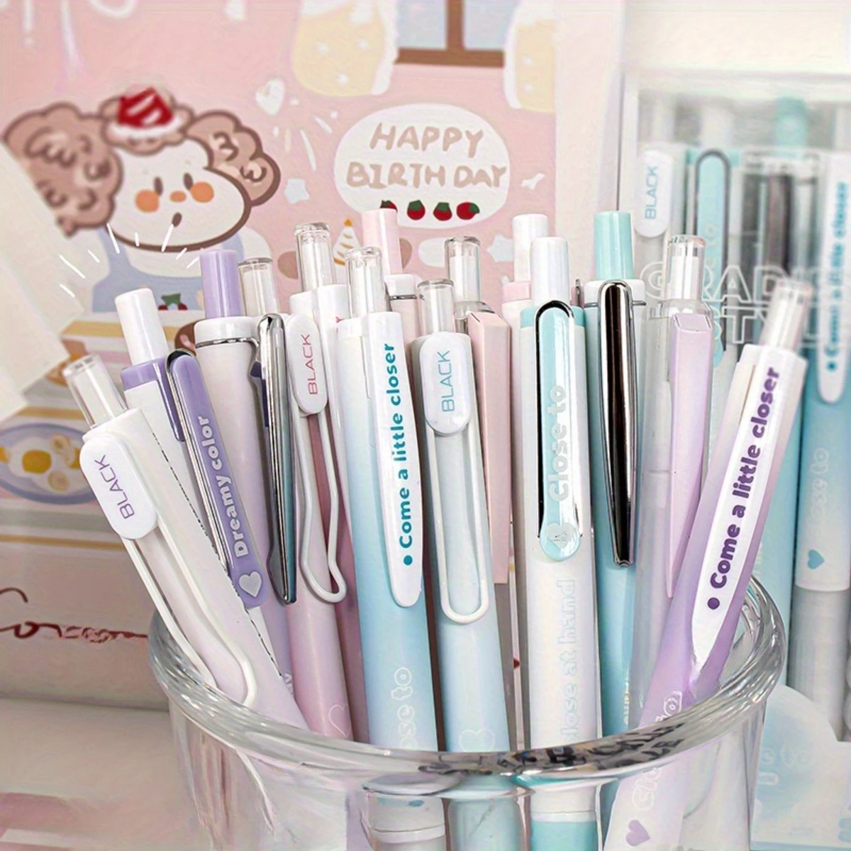 5 قطع من أقلام حبر الجل الأسود، أقلام لطيفة 0.5 مم نقطة دقيقة لكتابة المجلات وتدوين الملاحظات والمكتب والمنزل