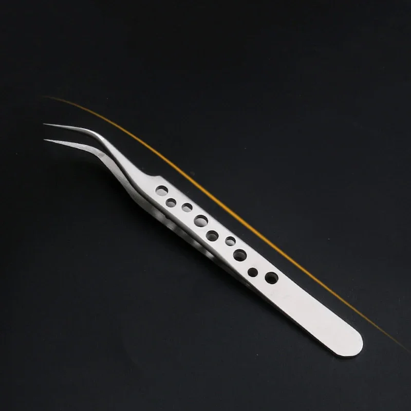 1/2Pc Professional High Precision Stainless Steel Tweezers Curved Straight Tip Tweezer for Eyelash Extensions Eyebrow Tweezers 3