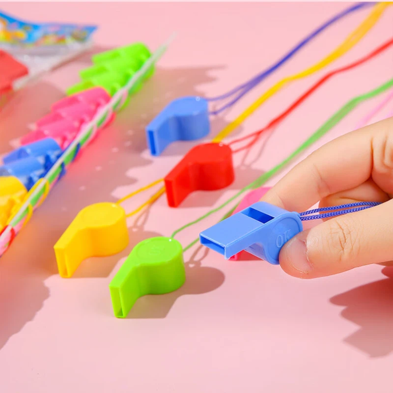 Mini Whistle with Rope Football Sports Whistles Multifunction Cheerleading Color Whistle Children Toys Birthday Party Gifts