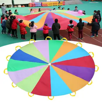 Dia 2-3m Child Kid Sports Development Outdoor Rainbow Umbrella Parachute Toy Jump-sack Ballute Play Outdoor Games For Kids 1