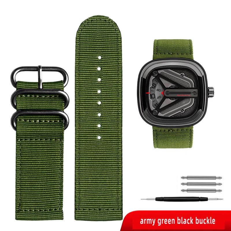 Grande Cinta de Náilon Masculino para Sete na Sexta-feira m2 Q201 02 03 Diesel Relógio Banda Exército Verde Relógio de Pulso Acessórios 26 mm 28 mm Tamanho - Image 6