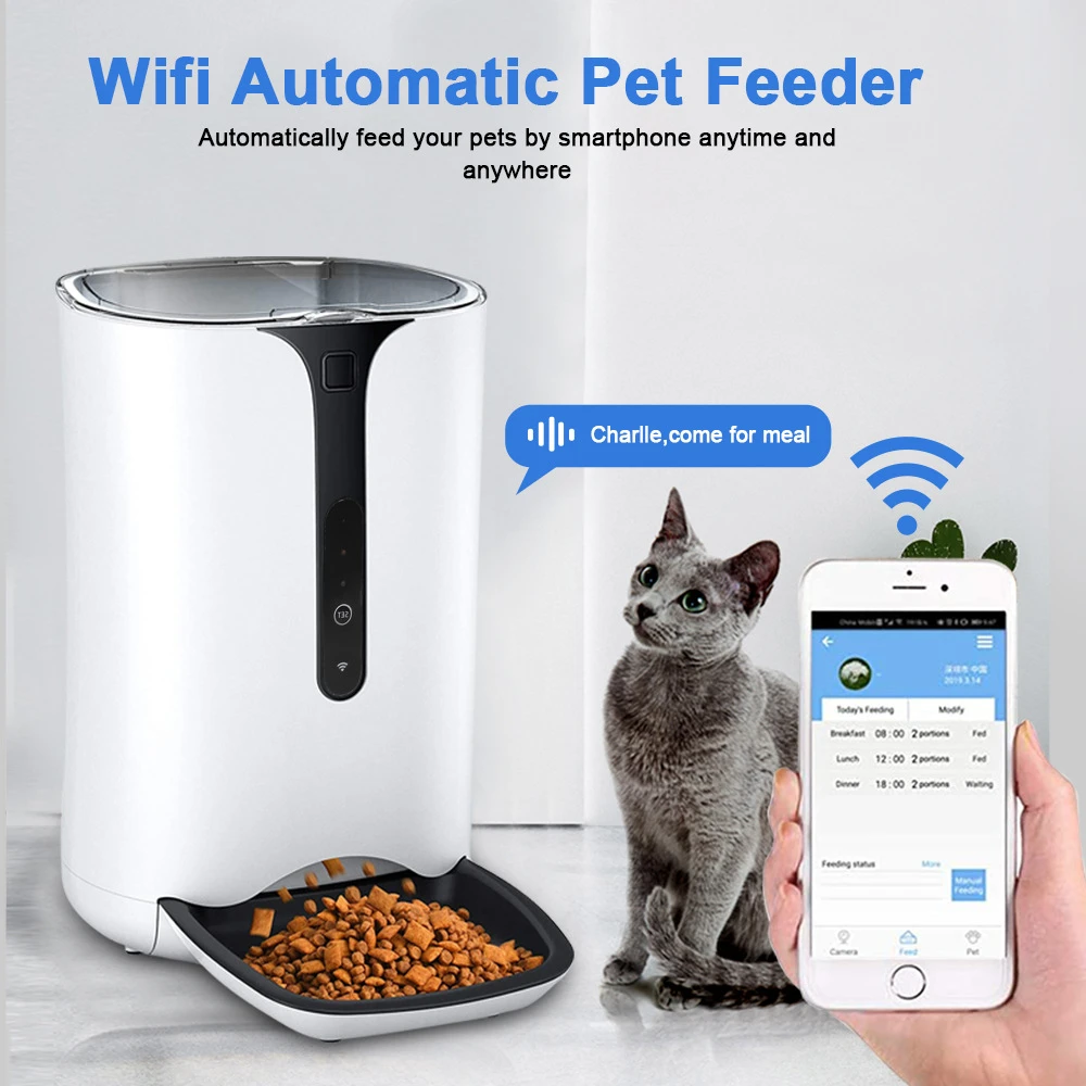 Land Gelukkig Reproduceren 6l automatische hondenvoeder met hd camera wifi kattenvoer dispenser timer  programmeerbaar en spraakopname slimme voederproducten voor huisdieren| | -  AliExpress