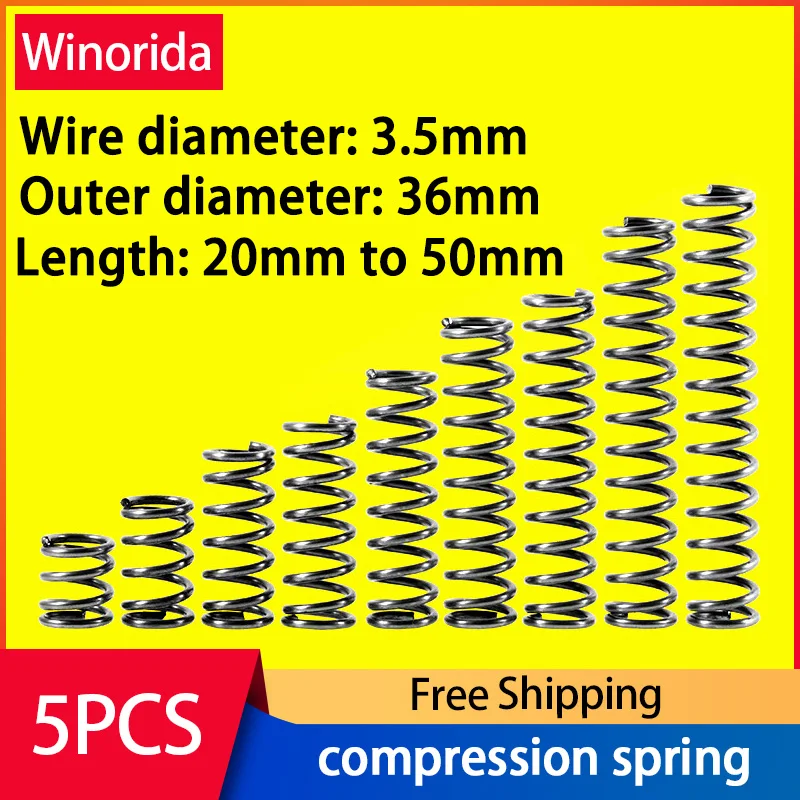 

65Mn Pressure Spring Line Diameter 3.5mm, External Diameter 36mm, Length 20mm to 50mm Telescopic Spring Compressed Spring