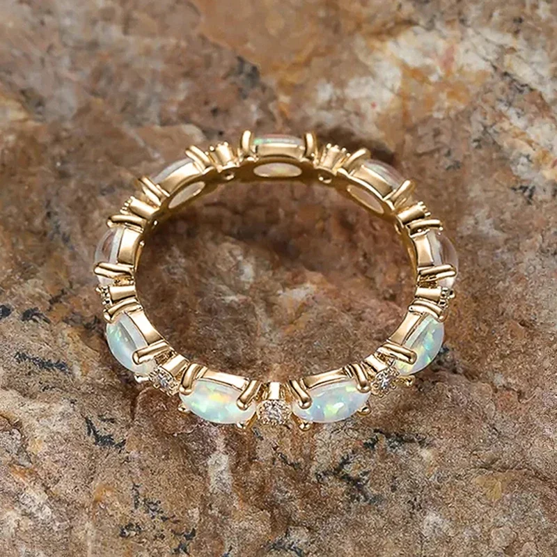 Imitation Opal Promise Rings for Women Statement Finger Accessories Daily Wear Party Chic Girl Gift Fashion Jewelry