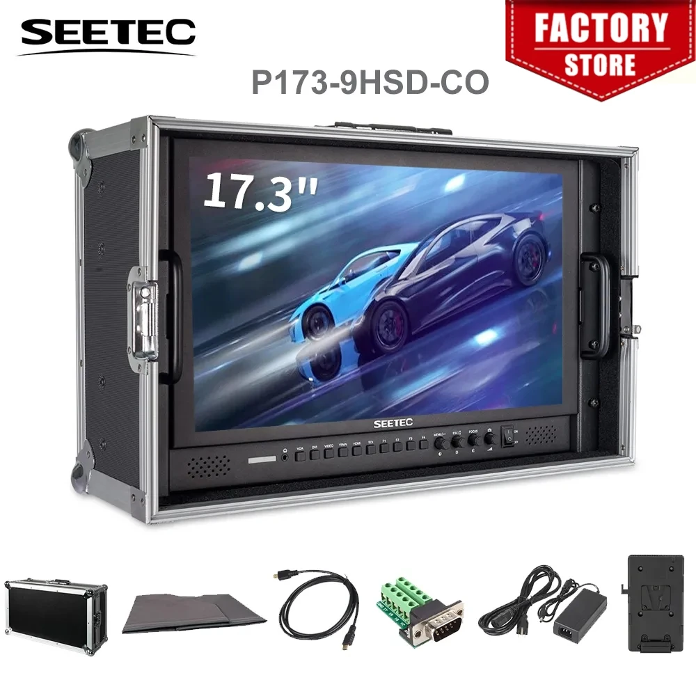 SEETEC P173-9HSD-CO 17.3 Inch IPS 3G-SDI 4K Broadcast Monitor with AV YPbPr Carry-on LCD Director Monitor with Suitcase