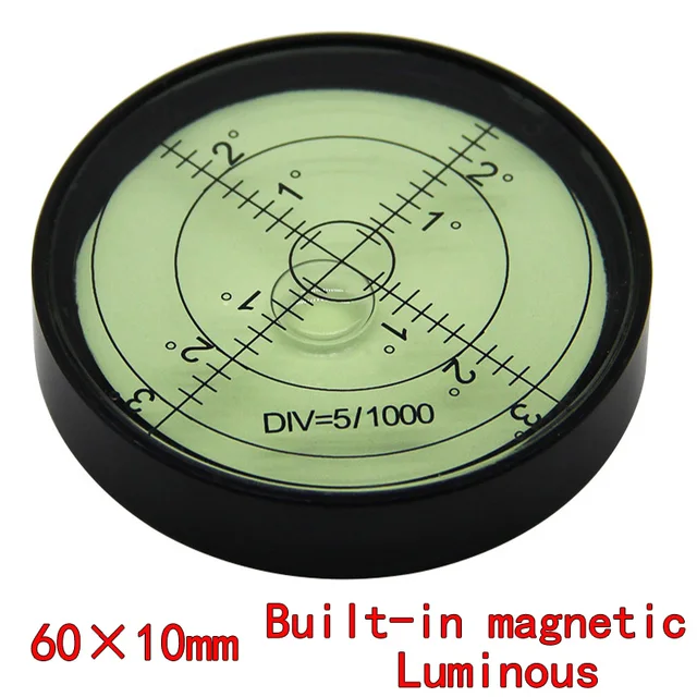 magnetic spirit levelmetal horizontal bubble high precision level bubble round levelmagnetic spirit 60*10mm Luminous magnetic