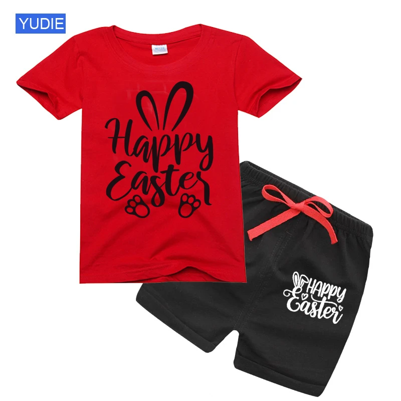 Kids Set Easter Baby Boys Girls Bunny Truck Rabbit Cotton Boutique Sets Top T-shirt Children Clothes Short Sleeve Tee Tops Sets clothing kid suit