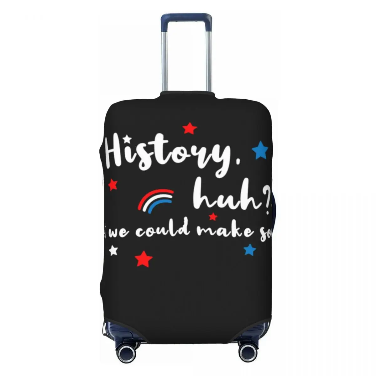 

History Huh Suitcase Cover Holiday Red White Royal Blue Strectch Luggage Supplies Cruise Trip Protection