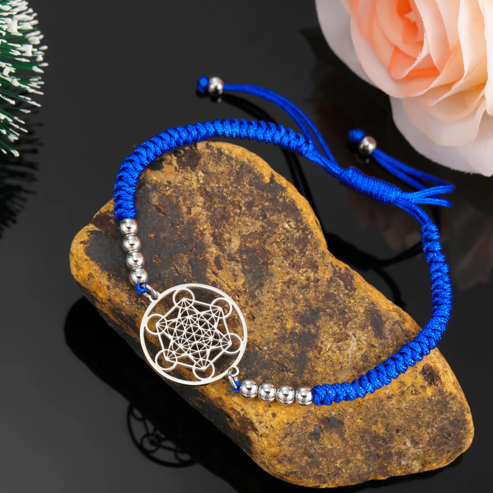 Lucktune Edelstahl Engel Siegel Erzengel Metatron Würfel Seil Armbänder für Frauen Spirituelles Amulett Schmuck Jubiläumsgeschenke – Detail 26