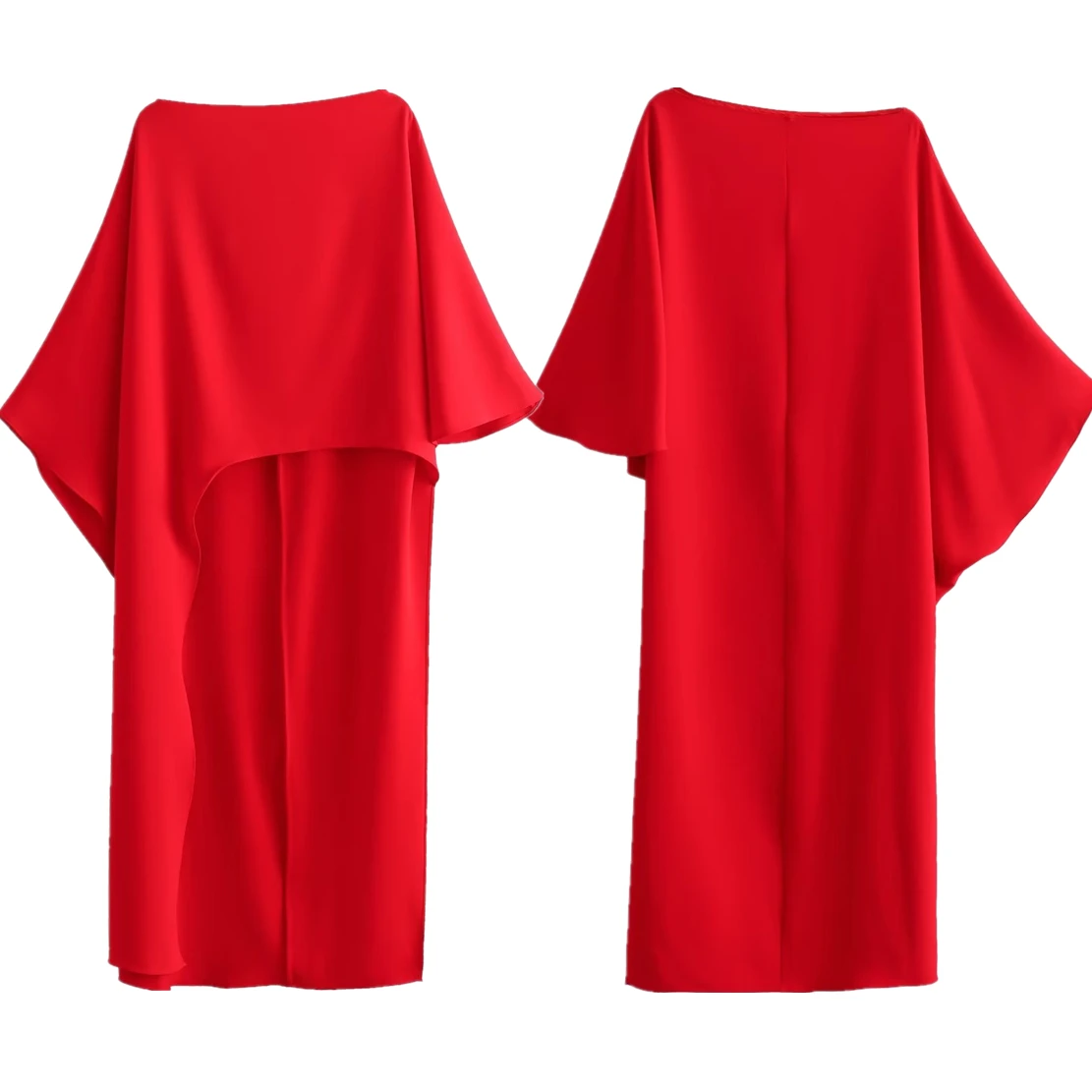 

Withered 2023 Autumn New Fashion Party French Vintage Batman Sleeve Loose Dress Elegant Red Midi Dress Women