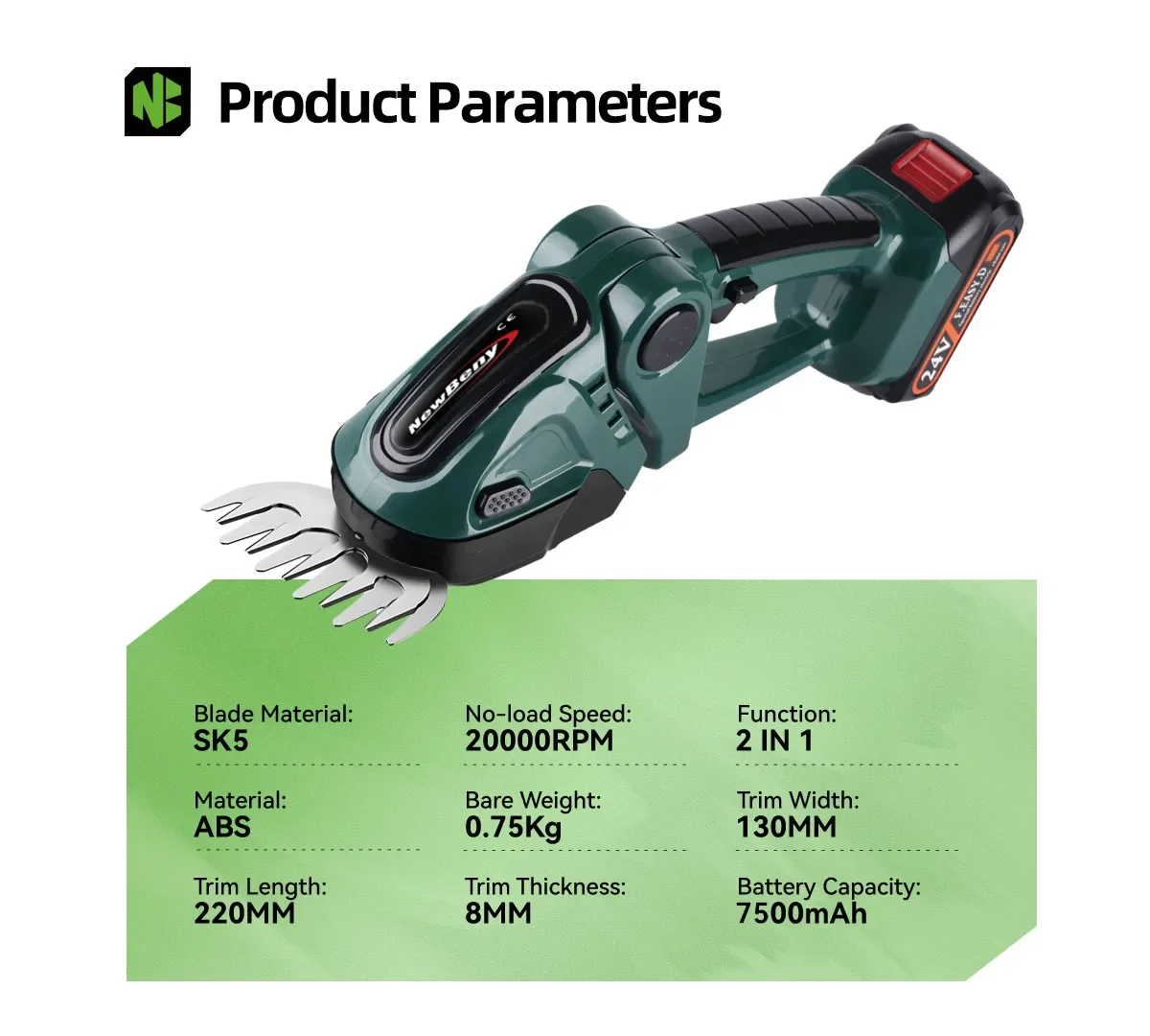 NEWBENY 2 IN 1 Cordless Electric Hedge Trimmer Household Shrub Bush Lawn Mower Garden Beautify Tool For 18V-21V Battery electric hedge trimmer
