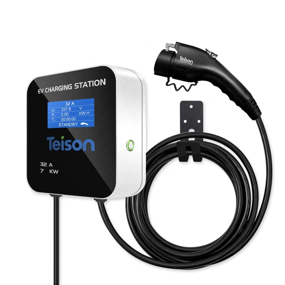 Teison 7Kw Ev Charger J1772 Tipo 1 Livello 2 Evse Smart Electric Car Charger Station 32A Ricarica Rapida Ev Charger Wallbox