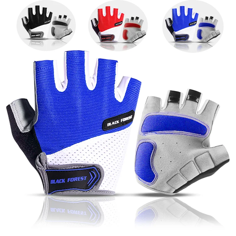 

Half Finger Sport Fitness Cycling Gloves Shockproof Wear Resistant Sports Non-Slip Sweat Breathable Motorcycle Gloves Men Black