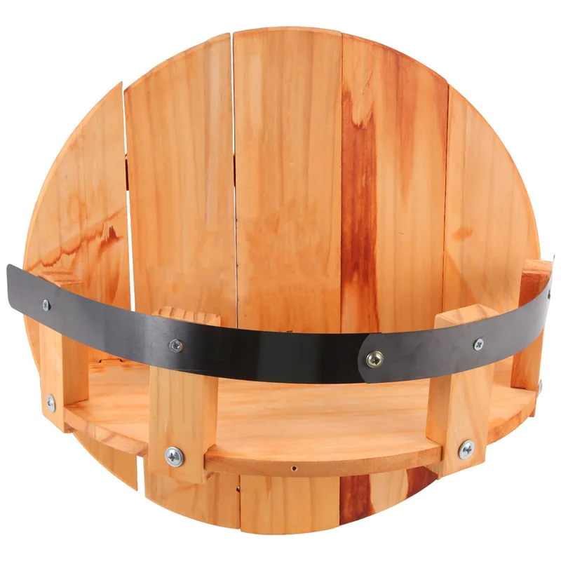 Wall Mounted Wine Rack, Vintage Wooden Barrel Design For Whiskey And Liquor Bottle Display