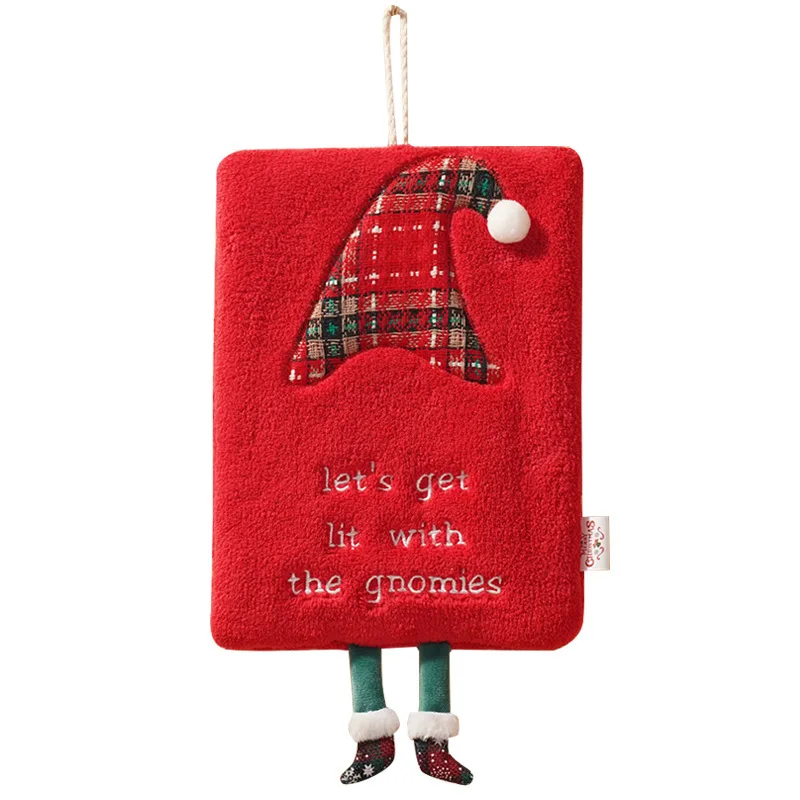 New Christmas Hand Towel Can Be Hung with Thick Coral Fleece Towel Kitchen Absorbent Quick Drying Cloth, Cartoon Hand Towel 5