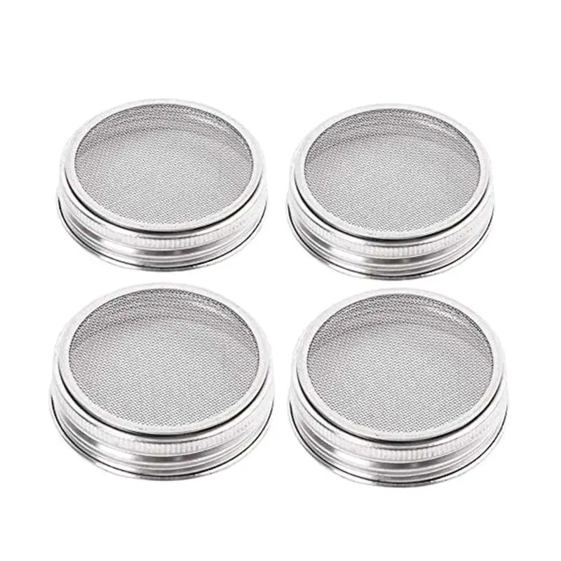 

4Pcs/Set Seed Sprouting Lids 304 Stainless Steel Filter Mesh Cover Screen Strainer for Wide Mouth Germinator Canning Jars