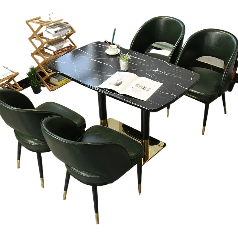~Restaurant dining table and chair combination, Nordic light luxury milk tea shop dining table, coffee shop table and chairs