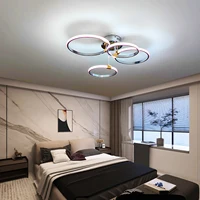 Lustre de plafond LED moderne pour salon chambre, plafonnier rond à intensité variable, plafonnier de chambre or/Chrome/noir 5
