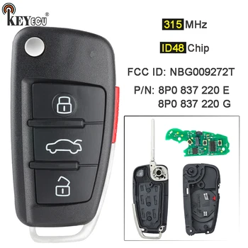 Keyforkess 315MHz ID48 FCC ID: muslimp/N: 8 p0 837 220E / 8 p0 837 220G sostituzione Flip Remote Key Fob per Audi A3 TT 2006-2010