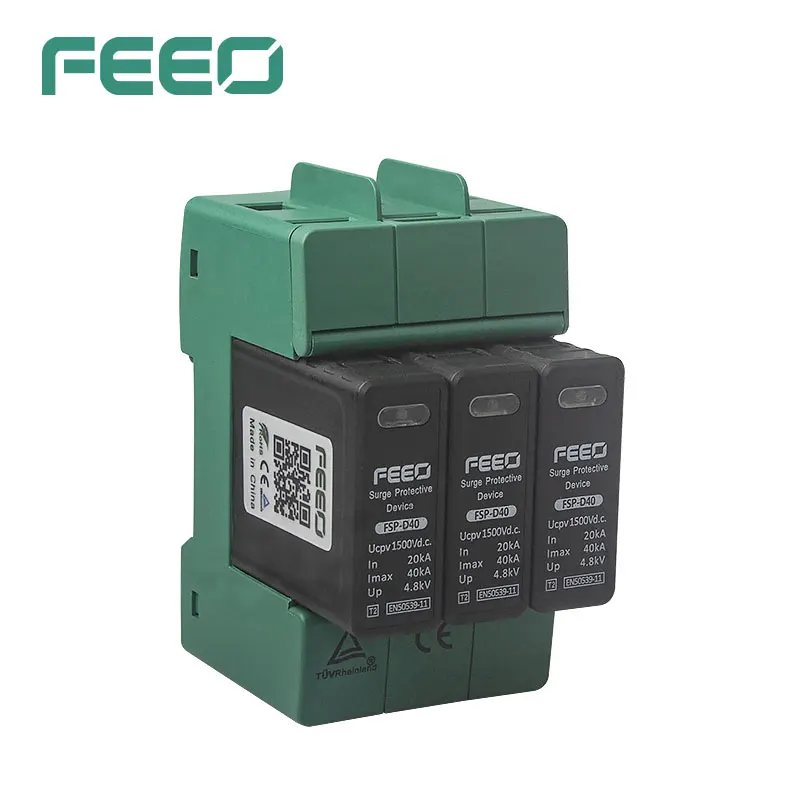 Защитное устройство от перенапряжения, SPD DC 3P 1000V 1500V 20KA ~ 40KA TUV & CE Din Rail, защита от перенапряжения