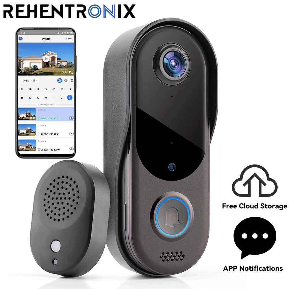 Video Doorbell Wifi Wireless Door Bell Camera Battery Powered