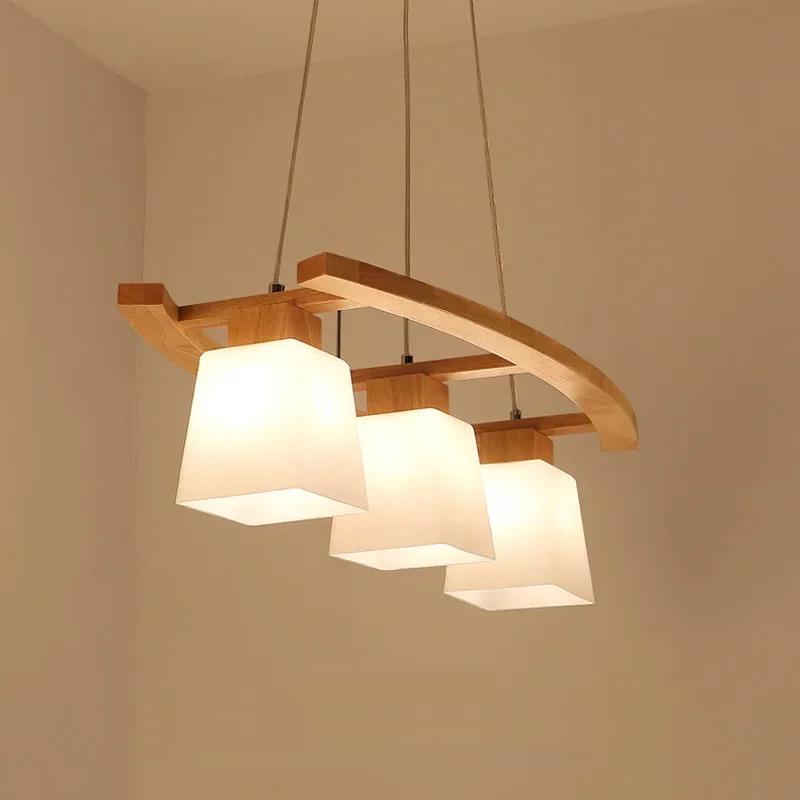 

Nordic Wood Pendant Lights LED Modern Pendant Lamps For Dining Living Room Kitchen Bar Cafe Japanese Style Hanging Lamp