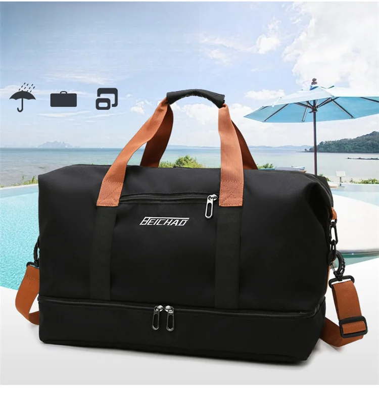 Travel bag, large capacity boarding luggage bag, dry wet separation shoe compartment bag, business travel fitness backpack_voghion.com