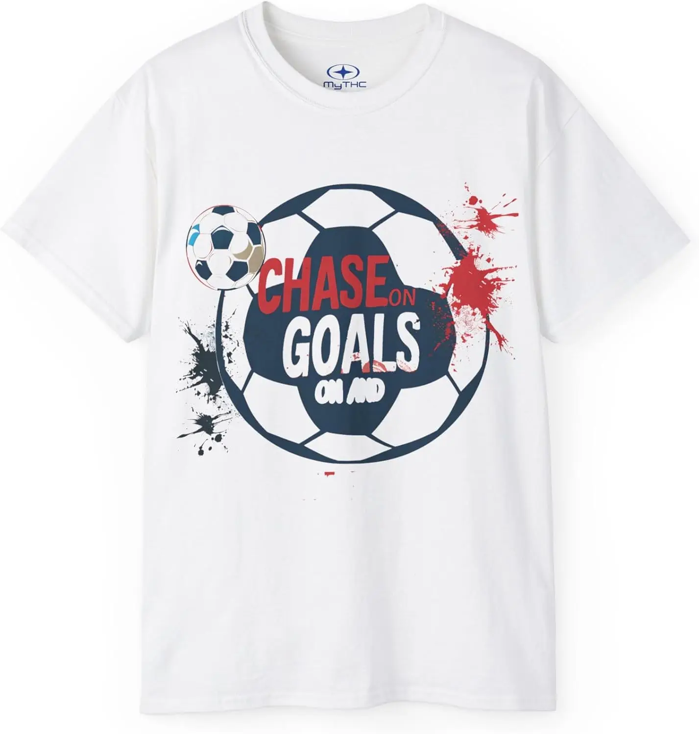 

Chase On Goals Funny Soccer Graphic, Unisex Soccer Lover Tees, Crew Neck Soccer Ball T-Shirt Multi