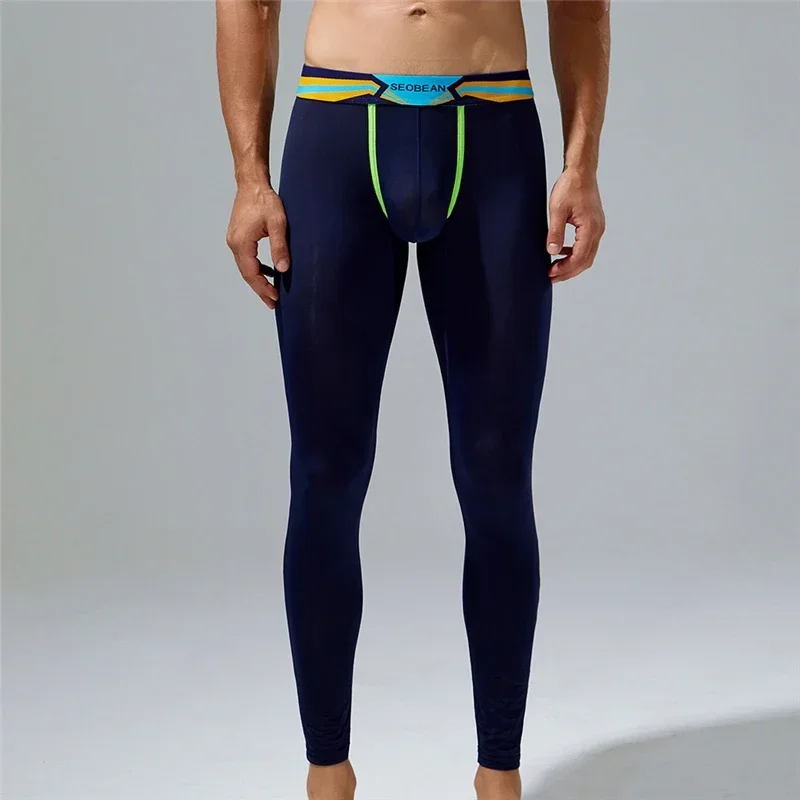 

Mens Sexy Underwear Ultra-Thin See-through Long Johns Nylon Long Pajama Pants Homewear Fashion Sleepwear Autumn Clothes 2023
