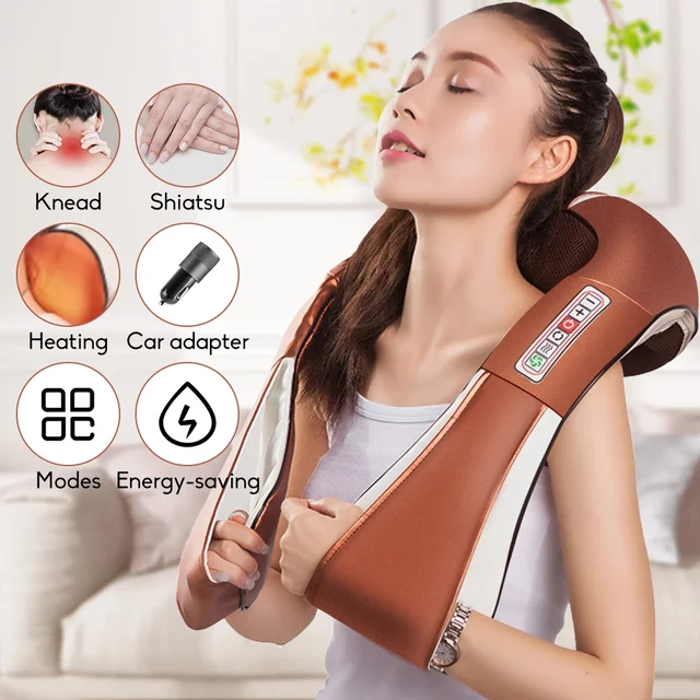U Shape Electrical Shiatsu Body Shoulder Neck Massager Back Infrared 4D Kneading Massage Shawl Car Home Best Gift HealthCare 1