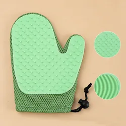 Pet Grooming Glove Brush for Gentle Deshedding and Massage (Green)