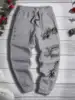 2024 Fashionable Men's Dragon Pattern Printed Comfortable Fleece Drawstring Waist Versatile Spring and Autumn Sports Pants S-3XL 4