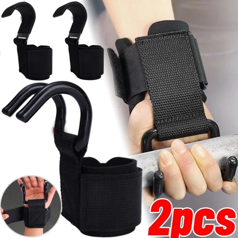 1Pc Weight Lifting Hook Grips with Wrist Wraps Hand-Bar Wrist Strap Gym Fitness Hook Weight Strap Pull-Ups Lifting Gloves weightlifting straps